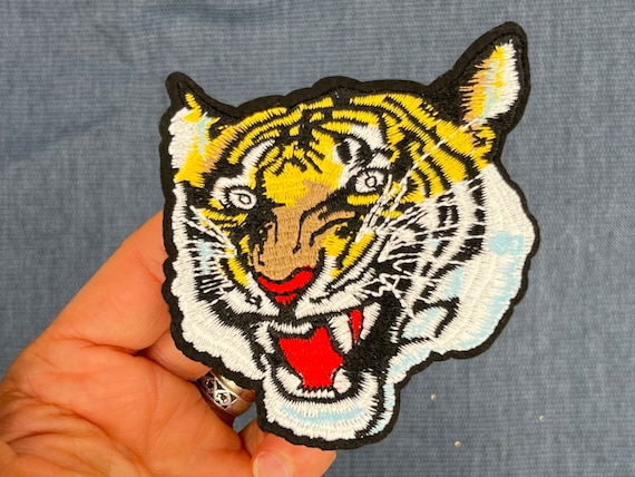 Bengal Tiger Patch ,Trucker Hat Patch Iron-on Embroidered Wild Animal Roaring Applique