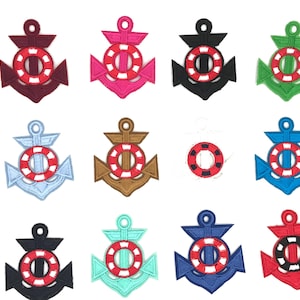 2-1/8&quot; x 2-1/2&quot; Nautical Iron-On Patch, Anchor Patch, Summer Patch, Summer Patch, T-Shirt Iron On Patch, Fully Embroidered Anchor Patch