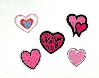 2 Valentines Day Pink Hearts Iron-on Patches