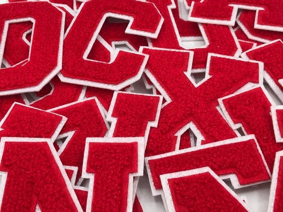 3” Red Chenille Varsity Letter Patch Sports Uniform Personalized Letter Iron-on Applique
