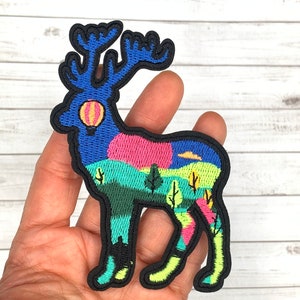Deer Embroidery Iron-on Patch, Embroidery Stag Sweatshirt Applique, Wild Doe Iron-on Patch