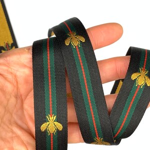 GUCCI Ribbon Web Bow Bee Pearl Brooch Red Green 489761