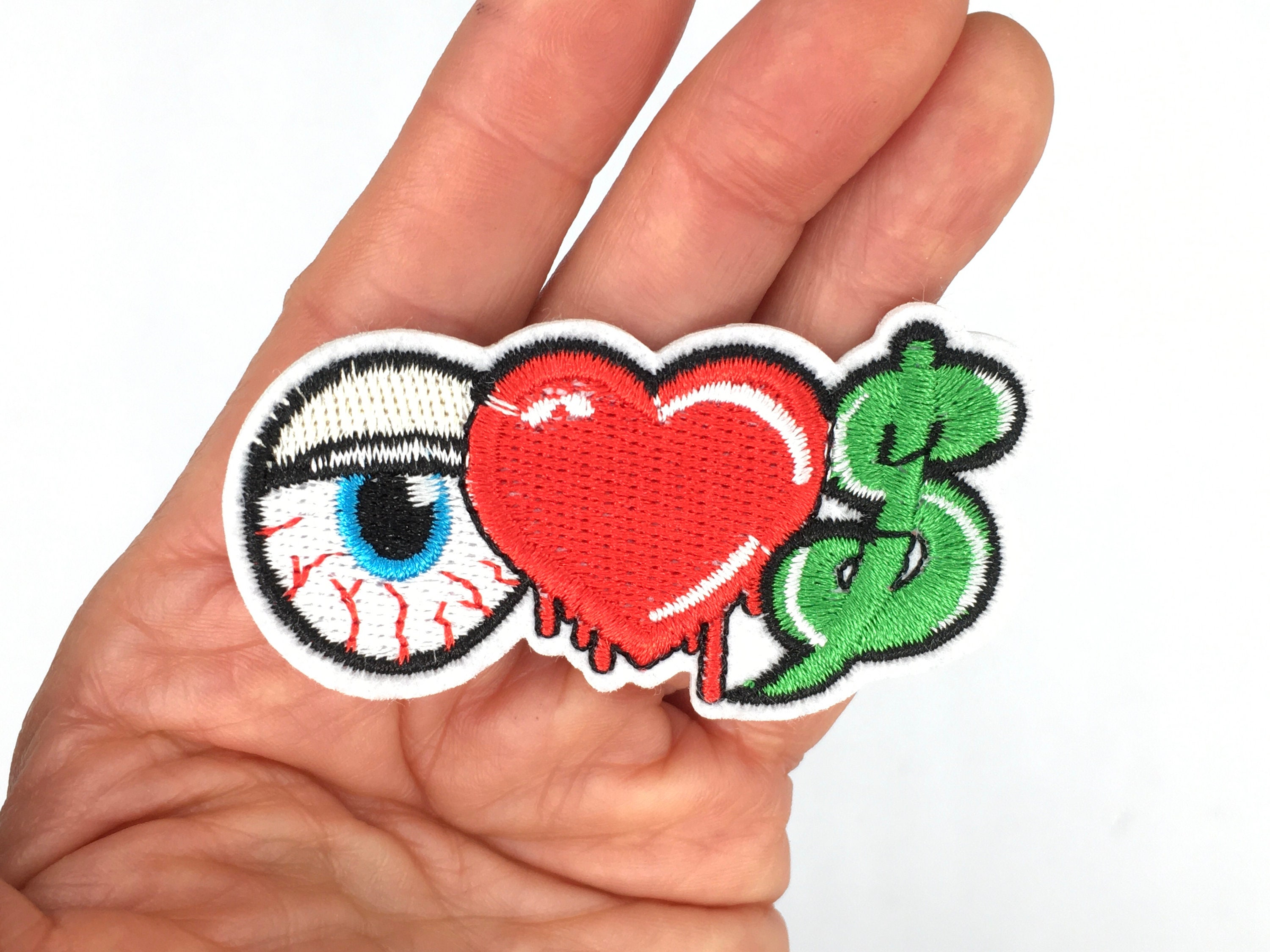 Embroidered Red US Dollar Sign Patch Badge Iron Sew On T Shirt Hat