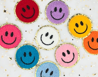 2" Chenille Smiley Iron-on/Sew-on Patches For Clothing, Backpack, Hats