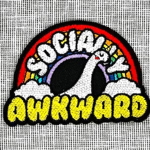 Socially Awkward Iron-on Phrase Patch, Embroidered Funny Patch, Cool  Trucker Hat Morale Patch