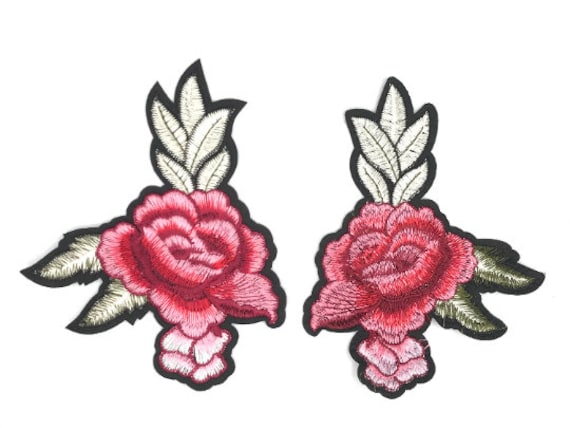 1 Pair Iron On Flower Full embroidery iron-on patch Two sizes available