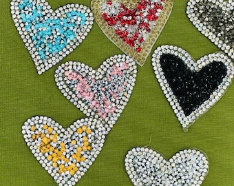 7 Pieces Rhinestone Iron-On Patches, Clear Rhinestone Jacket Patch, Fashion Iron On patch