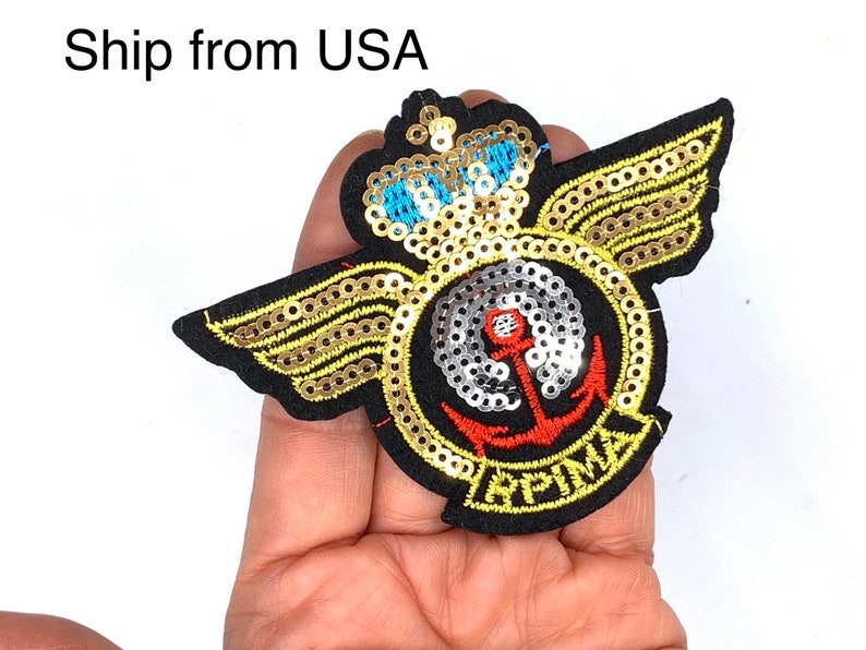 Uniform Costume Trucker Hat Patch, Gold Crown Sequins Paillette Patch ...