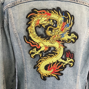 Full Embroidered Dragon Iron-On Applique Patch, Fire Dragon Iron-on Jacket & Jeans Patch