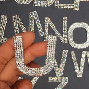 A-Z Sparkling Rhinestones Letter Iron-on Patches, 1-3/4