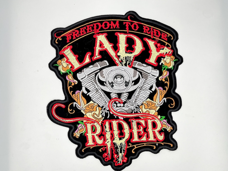 Harley Davidson Lady Perfect Christmas & birthday gift idea Biker Jacket patch Large Freedom Symbol
Bad & wild girl rider patch
Black velvet embroidered rose ironon patch