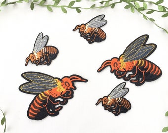 1 Embroidered Bumble Bee Iron-on Applique Patch For Jackets, Jeans.