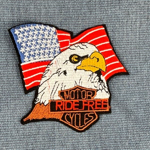 Ride Free EAGLE American Flag Motor Cycle Embroidered iron-on Patch