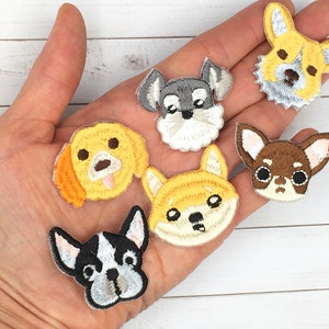 Cute Little Dog Head Embroidered iron on Applique Patch, Iron On Pocket Patch for Clothing or Dress, Decorative Embroidery Iron on Decal