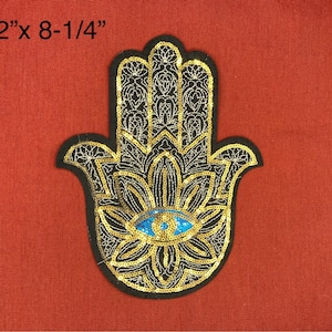 Gold Sequin Hamsa Hand of Fatima Evil Eye Iron-on Patch Mother&#39;s Day Birthday Gift Idea -Fast shipping from USA