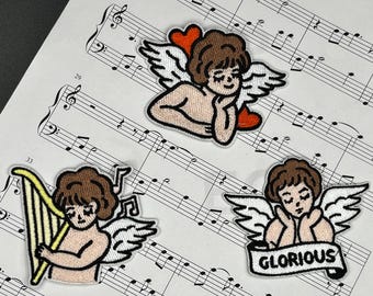 Cherub Cupid Angel Embroidered Iron On Applique Patch  DIY Embroidery Valentines Day Applique