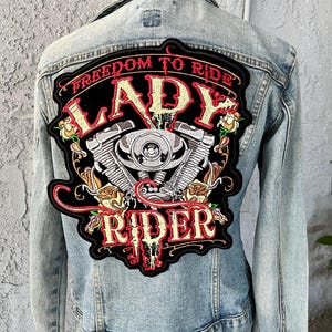 Harley Davidson Lady Perfect Christmas & birthday gift idea Biker Jacket patch Large Freedom Symbol
Bad & wild girl rider patch
Black velvet embroidered rose ironon patch