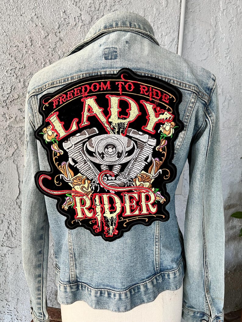 Harley Davidson Lady Perfect Christmas & birthday gift idea Biker Jacket patch Large Freedom Symbol
Bad & wild girl rider patch
Black velvet embroidered rose ironon patch