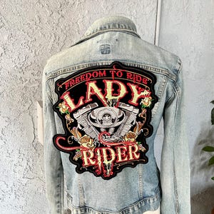 Harley Davidson Lady Perfect Christmas & birthday gift idea Biker Jacket patch Large Freedom Symbol
Bad & wild girl rider patch
Black velvet embroidered rose ironon patch