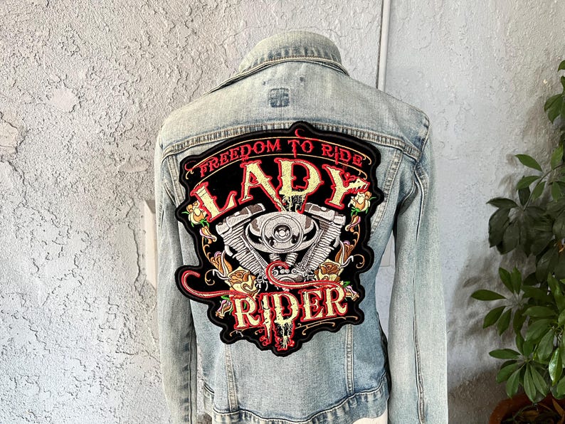 Harley Davidson Lady Perfect Christmas & birthday gift idea Biker Jacket patch Large Freedom Symbol
Bad & wild girl rider patch
Black velvet embroidered rose ironon patch
