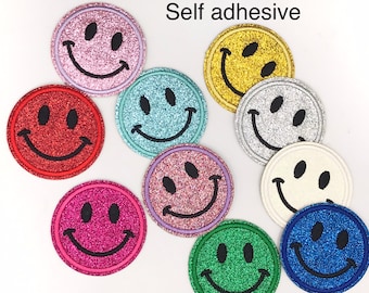 2" Self Adhesive Round Smiley Face Patches For Kids Clothing and Backpack Trendy patches