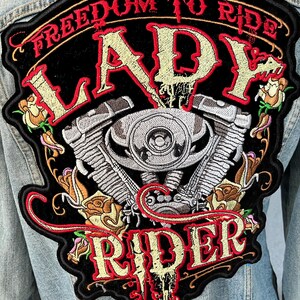 Harley Davidson Lady Perfect Christmas & birthday gift idea Biker Jacket patch Large Freedom Symbol
Bad & wild girl rider patch
Black velvet embroidered rose ironon patch