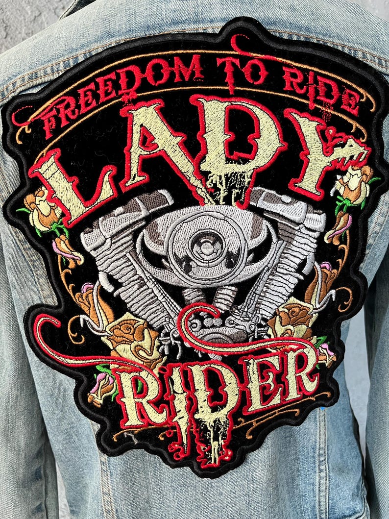 Harley Davidson Lady Perfect Christmas & birthday gift idea Biker Jacket patch Large Freedom Symbol
Bad & wild girl rider patch
Black velvet embroidered rose ironon patch