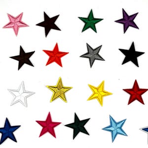 2  Little Stars Iron On Patch Embroidered 1.15"/3cm Baby Onesie Twinkle Star Patches For Collar Uniform Baseball Game Day Hat Badge