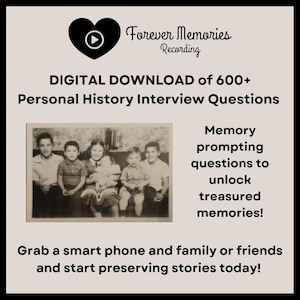 Digital Download 600+ Persönliche Geschichts-Interview-Fragen, Fragen, Speicheraufführung, Geschichten, Forever Memories