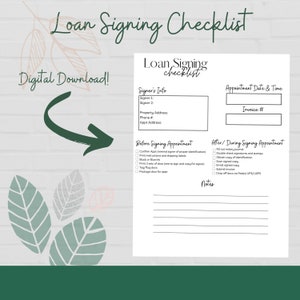 LSA | NSA Checklist | DIY Printable Digital Download Letter Size One-Page| Mobile Notary Appointment Checklist- Freebie Inside