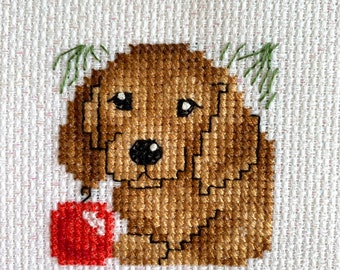 Mini Cross Stitch Cardinal Bird Completed Finished for Crafts DIY Holiday Small Metallic Christmas Winter Supplies