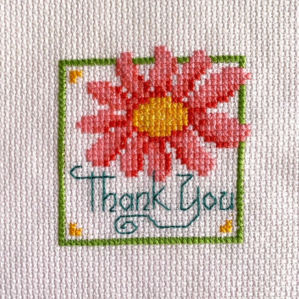 Mini Cross Stitch Thank You Gift Decor Completed Finished for Crafts DIY Small Supplies Thoughtful Gift Idea Teacher Gift