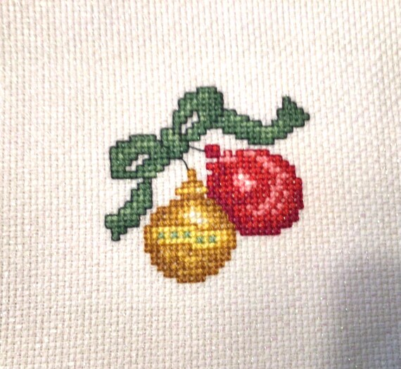 Mini Cross Stitch Christmas Ornaments Completed Finished for Etsy