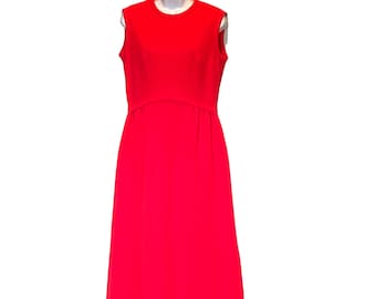 Vintage 60s 70s Hot Pink Empire Waist Maxi Dress S/M Andrea Gayle Polyester Mod