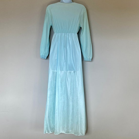 Vintage Pastel Teal Princess Waist Nightgown Sz S… - image 3