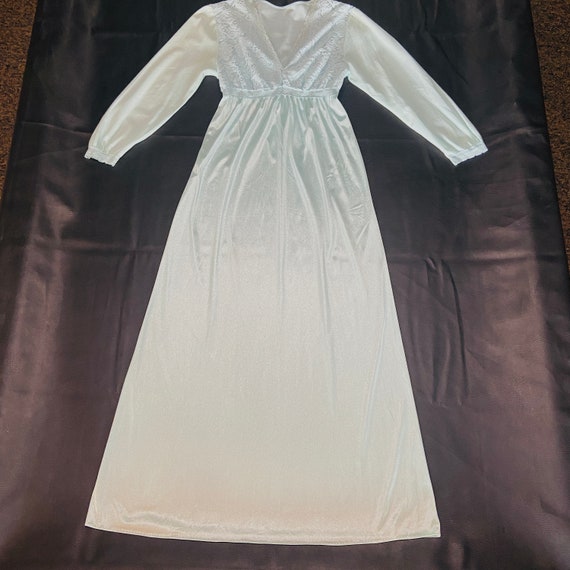 Vintage Pastel Teal Princess Waist Nightgown Sz S… - image 9