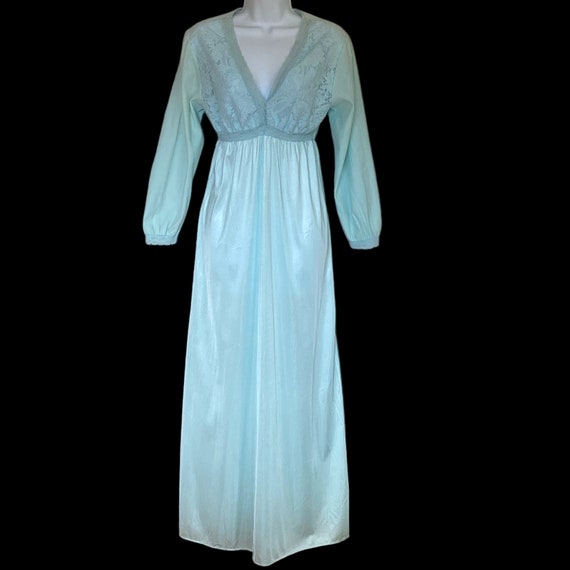 Vintage Pastel Teal Princess Waist Nightgown Sz S… - image 1