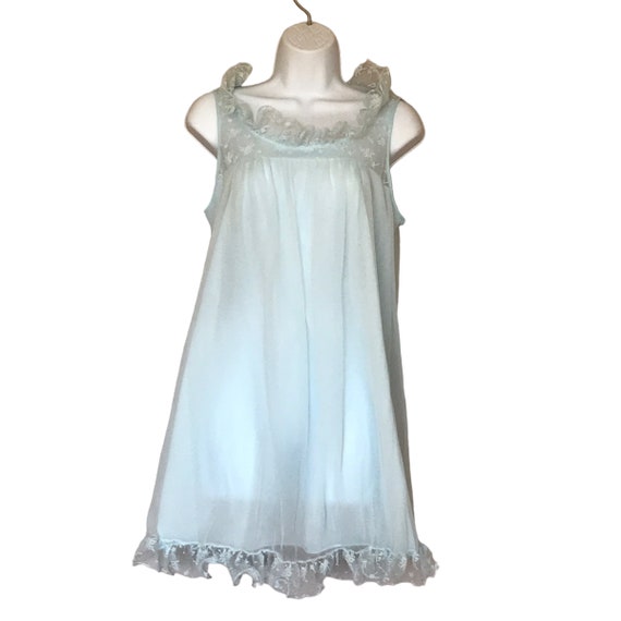 Vintage Baby Doll Blue Negligee Nighty Pin Up Sexy L… - Gem