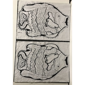 1977 Vintage MOD Fish Pillow Panels Paint Sew Art Craft Project 14x18