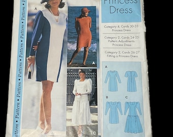 Vintage 80s Princess Dress Sewing Pattern Misses Miss Petite Sz 4 to 22 Uncut