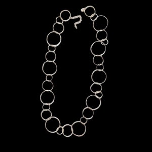 Mod Lightweight Silver Tone Hoops Chainmaille Collar Necklace Retro Jewelry