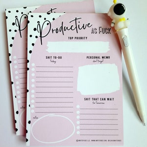 Productive AF Notepad | Productive Notepad | Funny Notepad | Funny Gift for Her | Checklist Notepad | Adult To-Do List | Adult Notepad