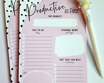 Productive AF Notepad | Productive Notepad | Funny Notepad | Funny Gift for Her | Checklist Notepad | Adult To-Do List | Adult Notepad