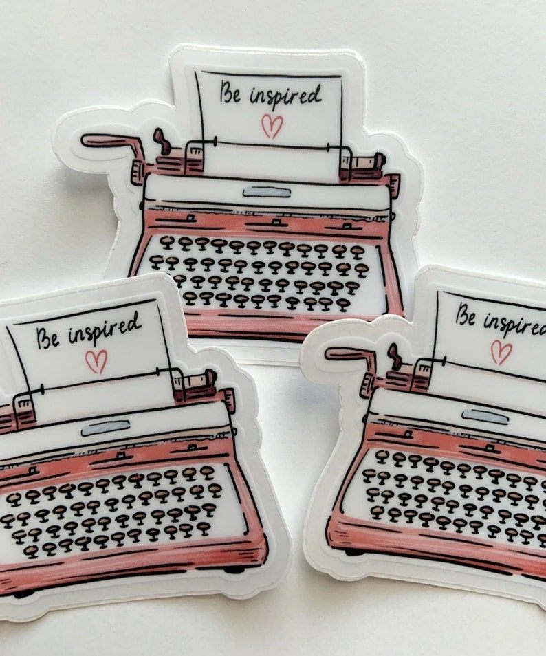 Vintage Typewriter Sticker: Inspiring Writer, Clear Vinyl Die Cut - Etsy