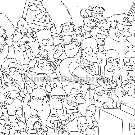 the simpsons coloring sheets etsy