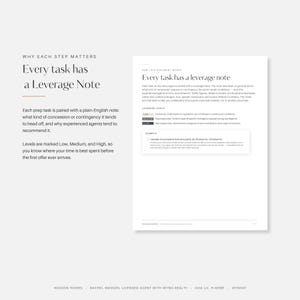 May include: A white document page titled Every task has a leverage note, featuring text explaining leverage levels and an example box. The document includes sections on how the document works, leverage levels, and Masson Homes branding at the bottom.