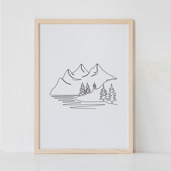 One Line Drawing Of Mountains Etsy One Line Drawing Of Mountains Etsy