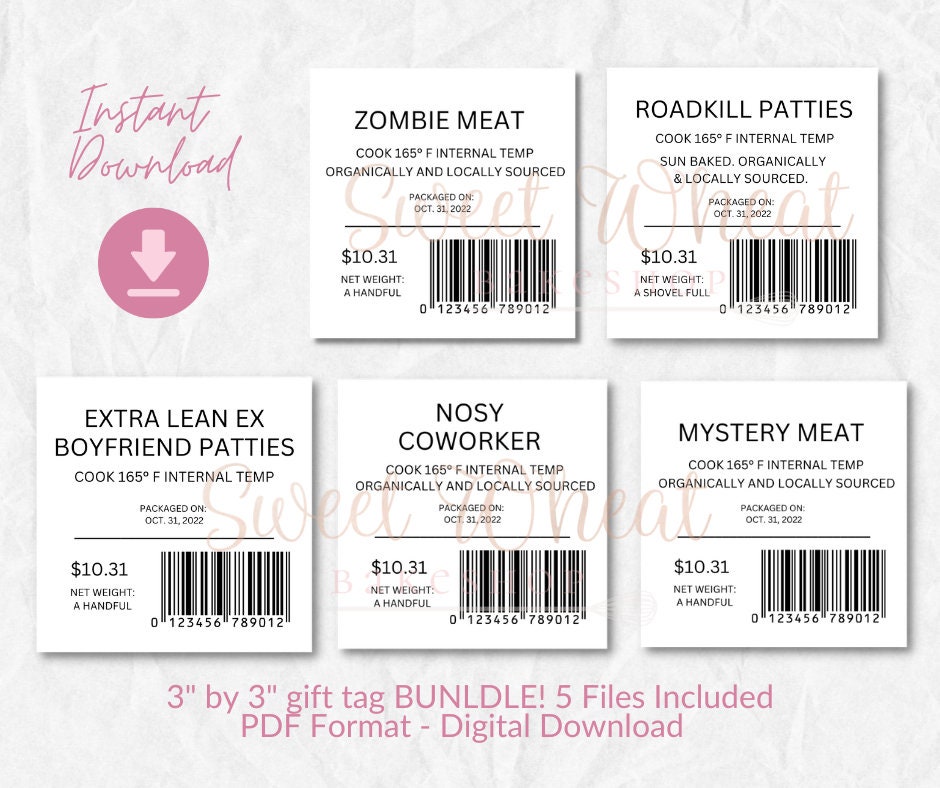 Instant Download, 2023 Halloween Meat Label BUNDLE, 5 FILES, Printable Instant Download, 2023 Halloween Meat Label BUNDLE, 5 FILES, Printable
