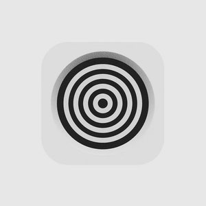 May include: A black and white concentric circle design on a white background. The circles are arranged in a bullseye pattern.