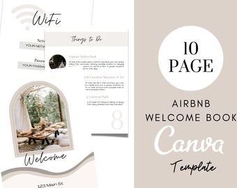 Guía de bienvenida personalizable para alquileres vacacionales: Airbnb, VRBO, plantilla de libro de visitas para alojamientos vacacionales